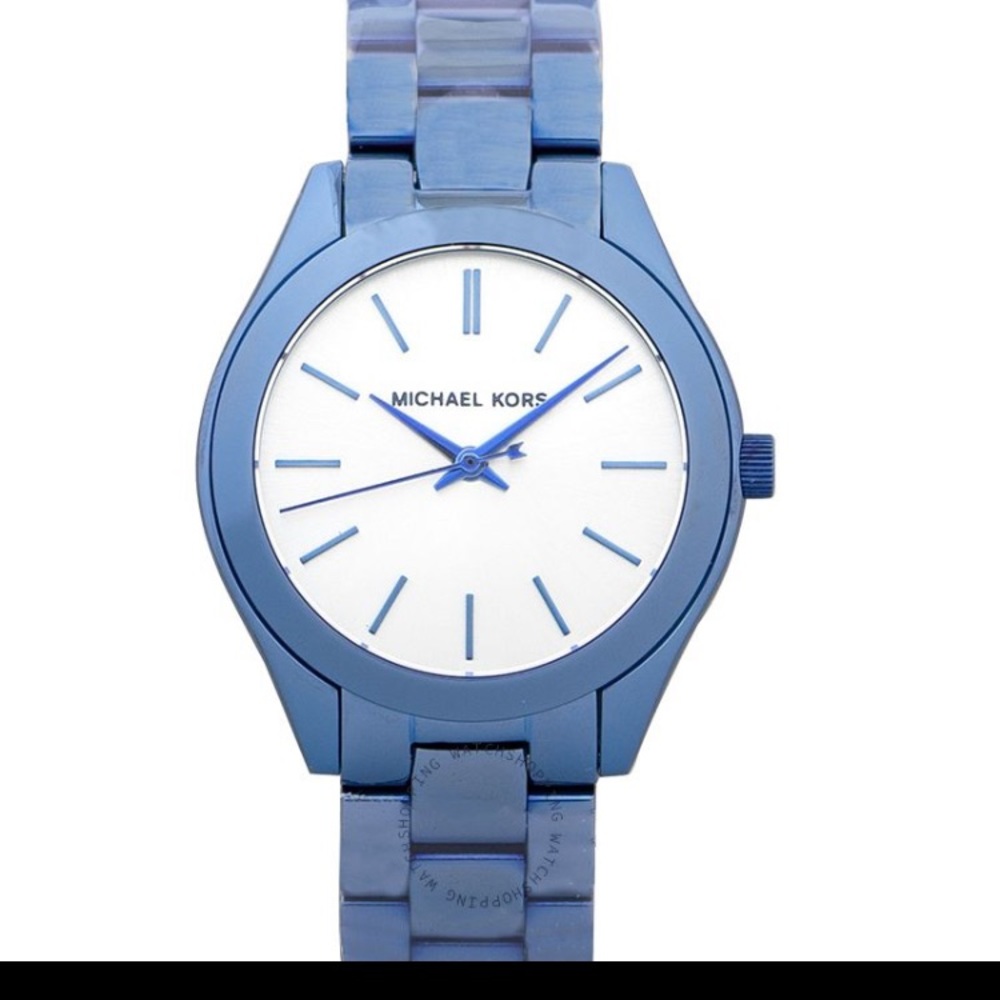 NEW Michael Kors MK3674 Women's Slim Runway Watch Blue Steel